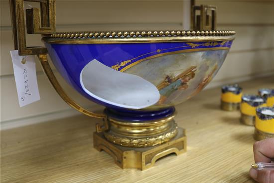 A gilt metal and hand painted bowl (a.f.)
